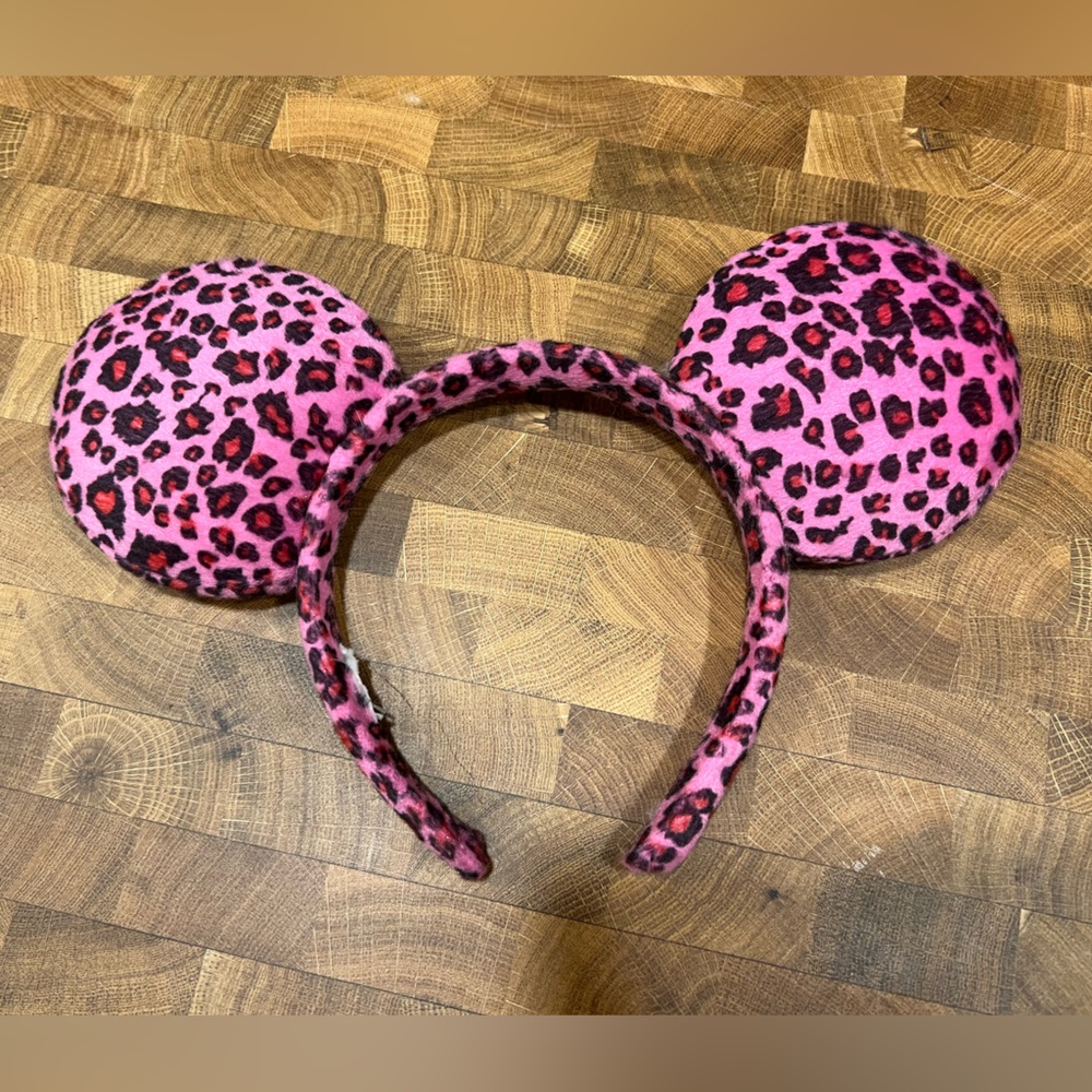 Pink Leopard Disney Minnie Mouse Ears GUC